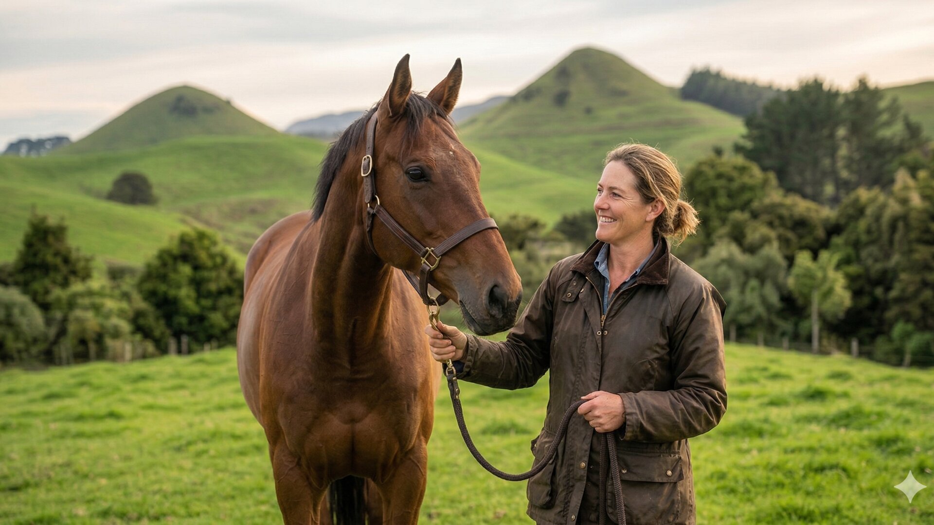 Horse in New Zealand green hills